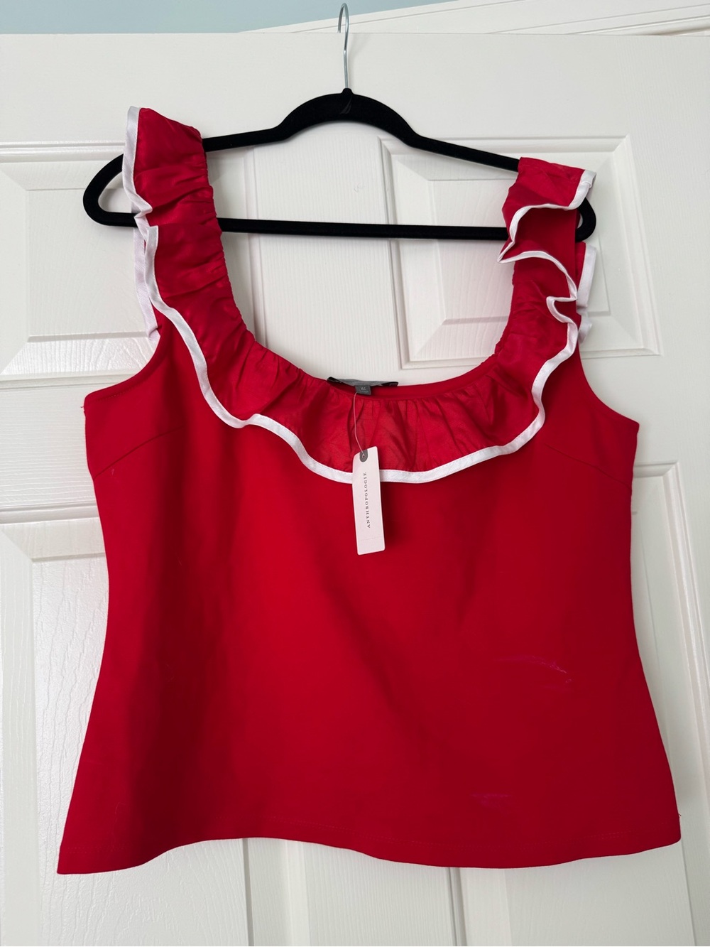 Sunday in Brooklyn Red Ruffle-Trim Tank Top
